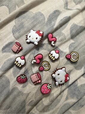Jibbitz Hello Kitty Pink White and Yellow Shoe Charms Set